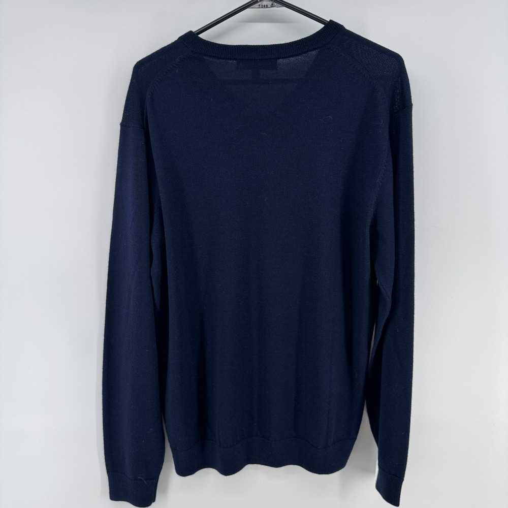 Hart Schaffner Marx Mens M Extra Fine Merino Wool V-Neck Pullover Sweater Navy - Picture 7 of 7